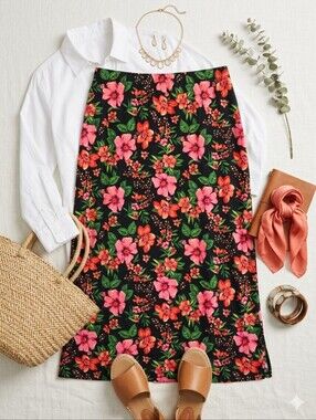 Studio Works Pink Red Floral Skirt